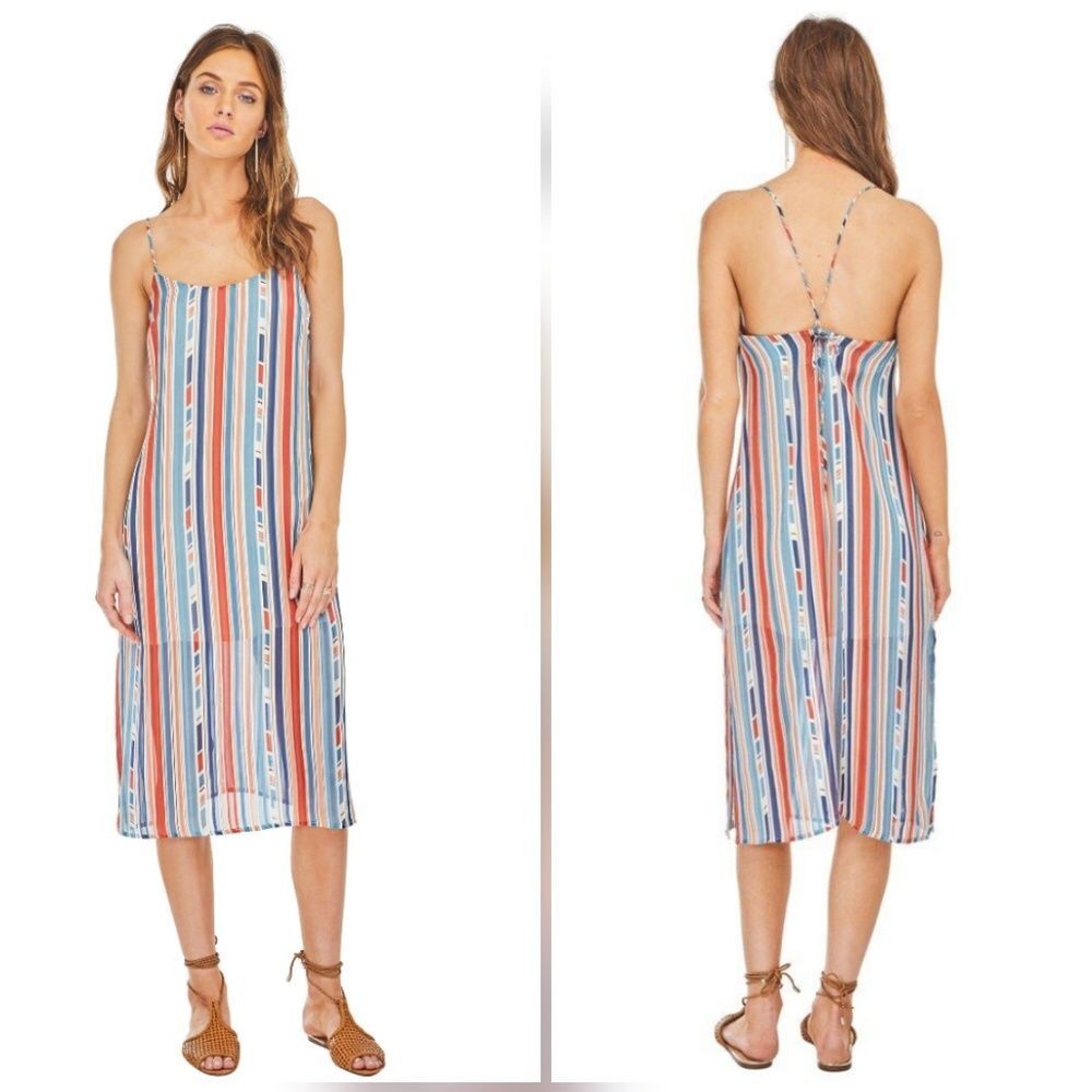 New ASTR the Label Rowan lace-up Striped Dress Medium